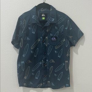 Quiksilver Where Is My Board Short Sleeve Boys Sz 7 Dark Midnight Blue NWOT